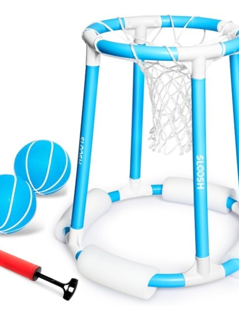 Sloosh Pool Basketball Hoop Toy W/Pump and 2 Basketballs